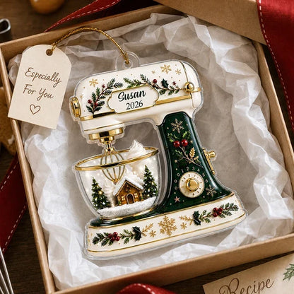 Personalized Acrylic Ornament, Vintage Christmas Baking Mixer, Creative Gift for Bakers and Home Cooks