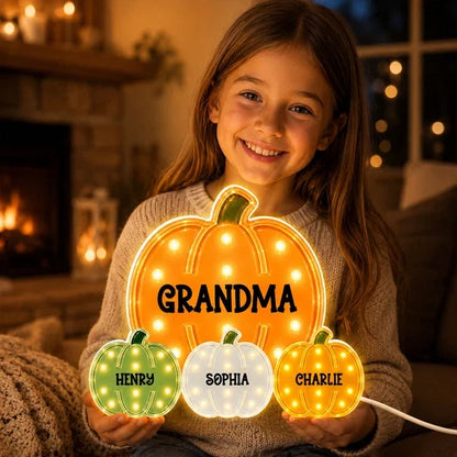 Grandma Pumpkin Acrylic Light Box, Personalized Family Keepsake, Creative Gift with a Cozy Glow