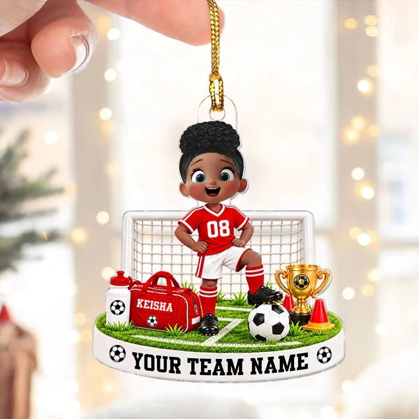 Proud Soccer Memory Acrylic Ornament, Personalized Young Athlete by Goal, Creative Gift for Granddaughter