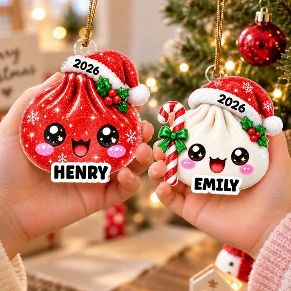 Cheerful Christmas Dumpling Acrylic Ornament, Personalized Tree Keepsake, Creative Gift for Kids and Families