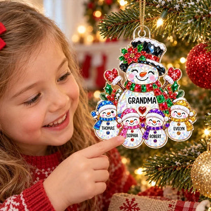 Grandma's Little Snowmen Personalized Acrylic Ornament, Heartwarming Family Keepsake, Creative Christmas Gift for Grandma