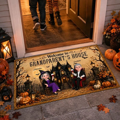 Welcome to Grandparent's House Standard Doormat, Personalized Autumn Scene, Creative Gift for Grandma & Grandpa
