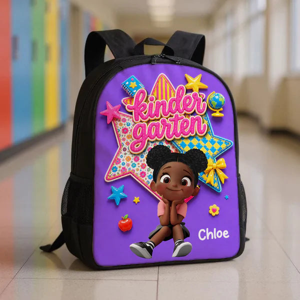 Personalized Kids School Backpack, Cute Cartoon Girl Grade Design, Unique Creative Gift For Daughter