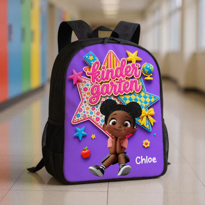 Personalized Kids School Backpack, Cute Cartoon Girl Grade Design, Unique Creative Gift For Daughter
