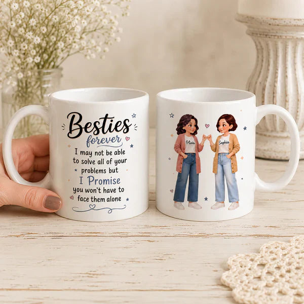 Personalized Mug with Pinky Promise Friends, Unique Creative Gift for Close Friend, Warm Daily Coffee Keepsake