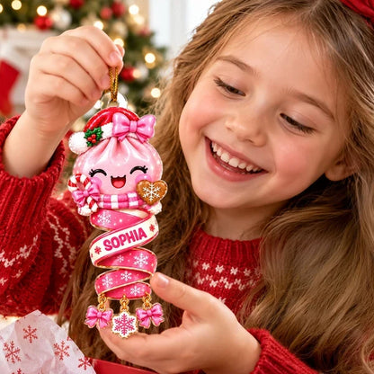 Personalized Acrylic Ornament, Cute Dumpling Kid on a Glowing Christmas Tree, Unique Gift for Son or Daughter