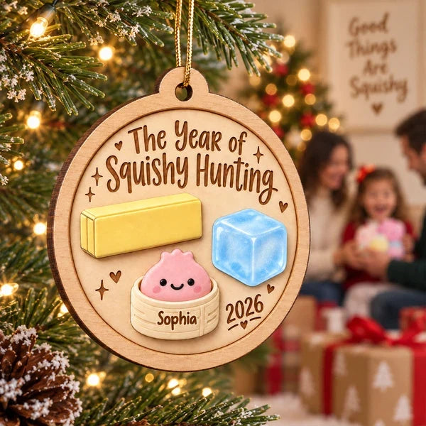 Wooden Ornament, Personalized Cute Squishy Keepsake with Playful Lettering, Creative Gift for Squishy Lovers
