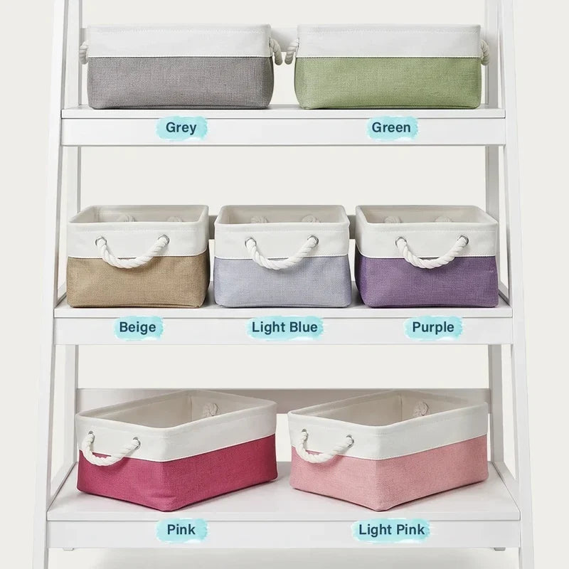 Cotton Linen Rope Basket, Personalized Pastel Bookstore Scene, Creative Gift for Readers and Home Organizers