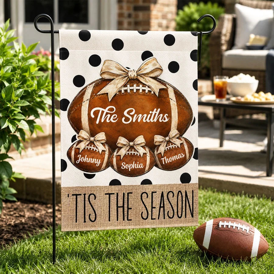 Personalized Garden Flag, Family Welcome Football Art for Porch & Yard, Creative Gift for Families