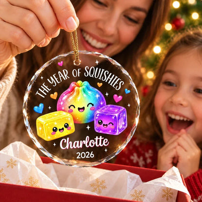 Personalized Crystal Ornament, Rainbow Squishies for a Christmas Tree, Unique Creative Gift for Kids