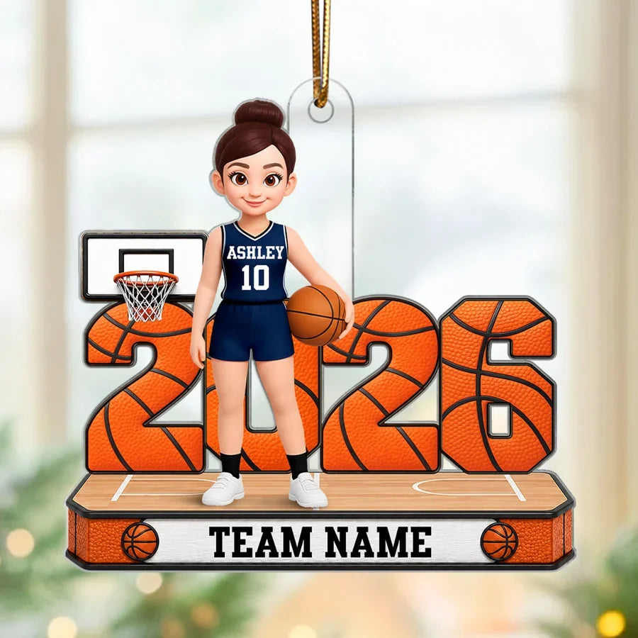 Personalized Acrylic Ornament, Proud Basketball Player on Court, Creative Gift Celebrating a Son's Love of the Game