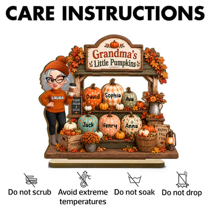 Personalized 2-Layer Wooden Plaque, Grandma's Little Pumpkins Fall Decor, Unique Creative Gift for Grandma