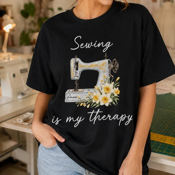Personalized Classic Tee with Funny Fabric Collecting Quote, Unique Sewing Gift for Mom, Grandma or Friend