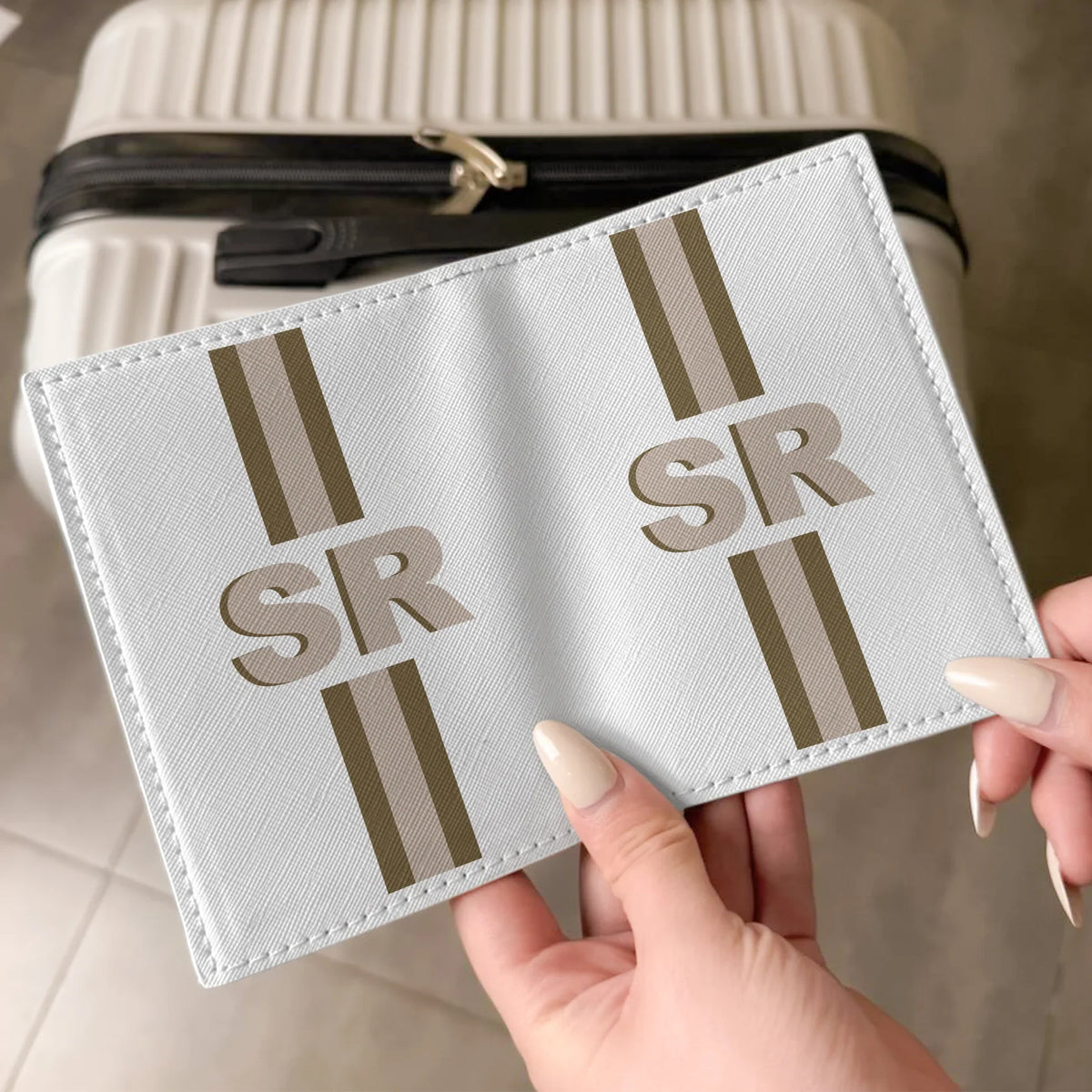 Personalized Passport Luggage Tag Set, Shadow Monogram Initials, Unique Travel Gift for Frequent Flyers