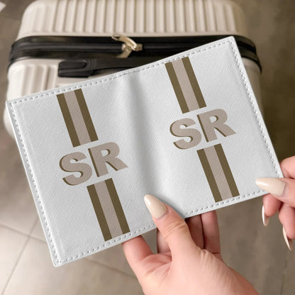 Personalized Passport Luggage Tag Set, Shadow Monogram Initials, Unique Travel Gift for Frequent Flyers