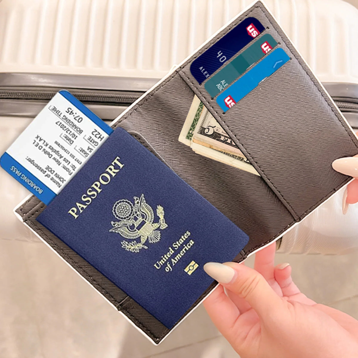 Personalized Passport Luggage Tag Set, Shadow Monogram Initials, Unique Travel Gift for Frequent Flyers