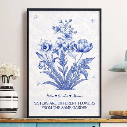 Sisters Floral Art Poster – Heartwarming Wall Décor, Gift-Ready for Loved Ones