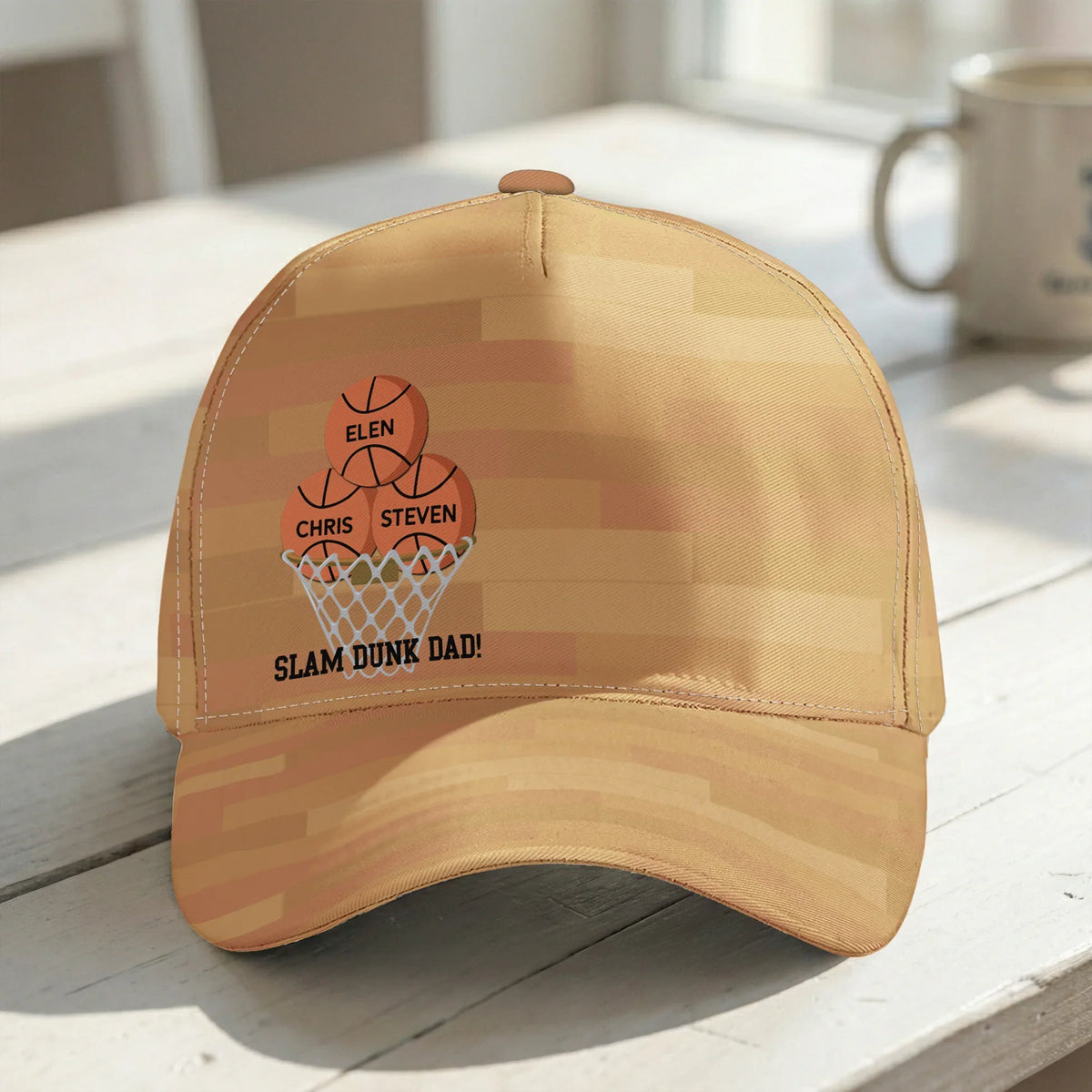 Personalized Classic Cap With Basketball Hoop Design, Unique Creative Gift For Dad