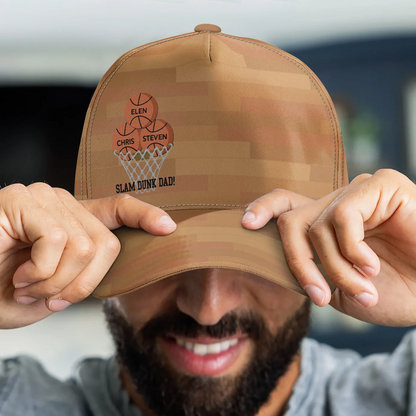 Personalized Classic Cap With Basketball Hoop Design, Unique Creative Gift For Dad