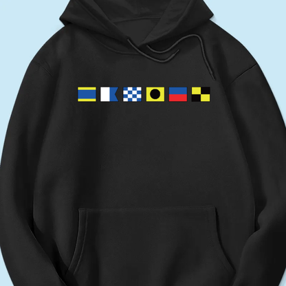 Personalized Nautical Signal Flag Sweatshirt, Minimalist Maritime Design, Unique Gift for Him or Her