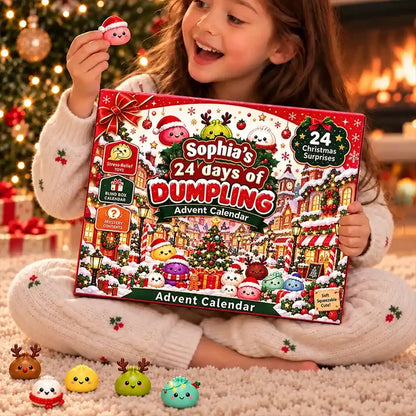 Personalized Winter Village Squishy Advent Calendar, 24 Dumpling Surprises, Unique Christmas Gift for Kids