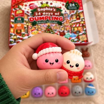 Personalized Winter Village Squishy Advent Calendar, 24 Dumpling Surprises, Unique Christmas Gift for Kids