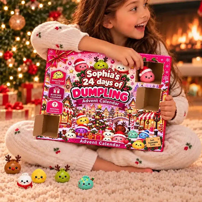 Personalized Winter Village Squishy Advent Calendar, 24 Dumpling Surprises, Unique Christmas Gift for Kids