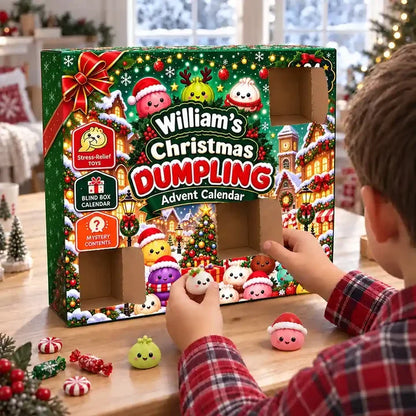 Personalized Winter Village Squishy Advent Calendar, 24 Dumpling Surprises, Unique Christmas Gift for Kids