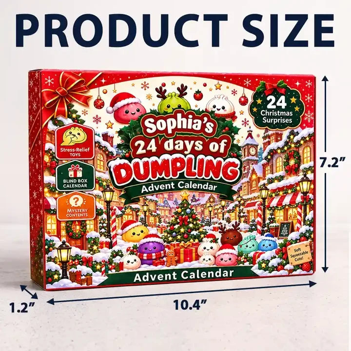Personalized Winter Village Squishy Advent Calendar, 24 Dumpling Surprises, Unique Christmas Gift for Kids
