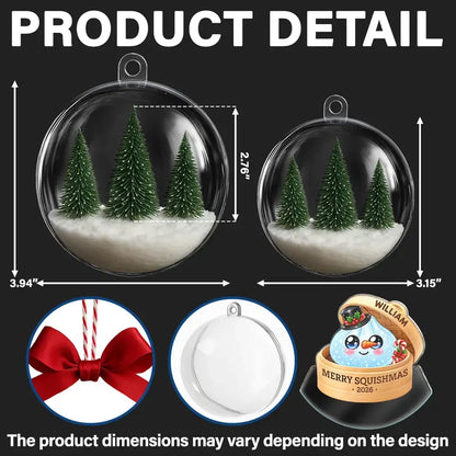 Personalized Acrylic Snow Globe Ornament, Rainbow Dumpling Peeking from Basket, Unique Christmas Gift for Squishy Fans