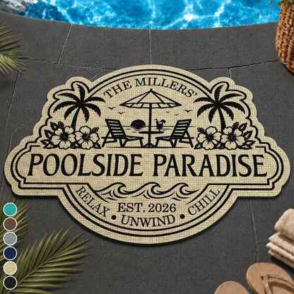 Custom Shaped Doormat, Relax Unwind Chill Pool Welcome, Creative Gift for Pool Owners & Families