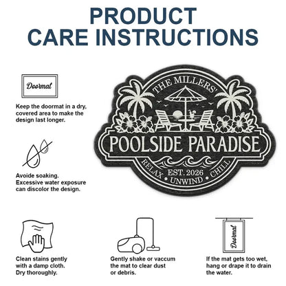 Custom Shaped Doormat, Relax Unwind Chill Pool Welcome, Creative Gift for Pool Owners & Families