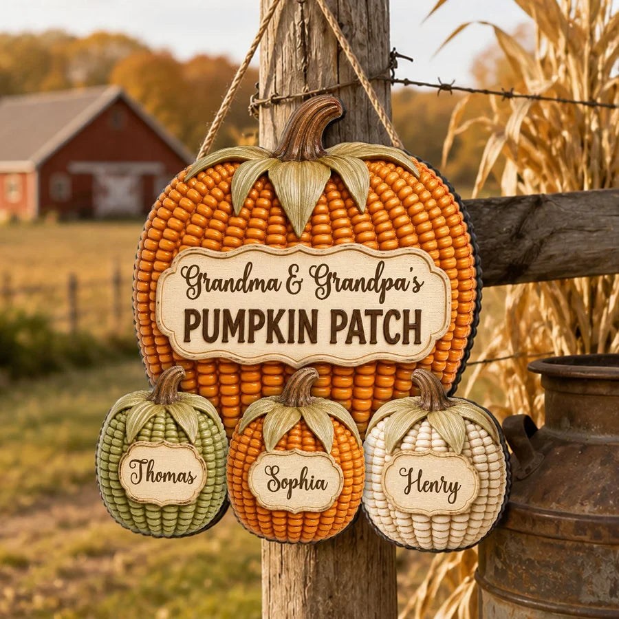 Personalized Wooden Sign, Grandma & Grandpa's Pumpkin Patch Fall Decor, Unique Gift for Grandparents