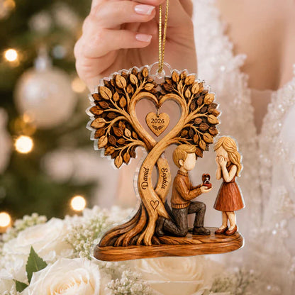 Personalized Acrylic Ornament, Couple Proposal Under Heart Tree, Unique Gift for Engaged Couple