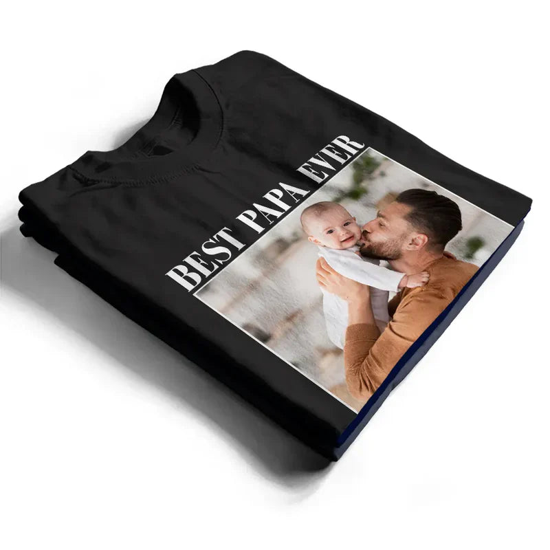 Custom Classic Tee For Dad With Family Photo, Creative Gift From Kids, Heartfelt Everyday Shirt