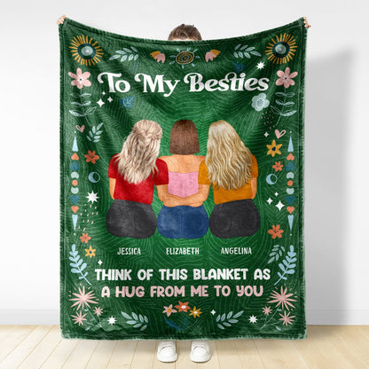 Fleece Blanket for Sister, Hugging Sisters Art with 'To My Sister' & 'A Hug from Me to You', Navy Floral, a Unique Gift