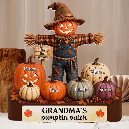 Personalized Acrylic Light Box, Warm Orange Grandma Pumpkin Patch Scene, Unique Halloween Gift for Grandma