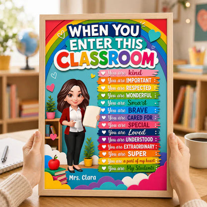 Personalized Teacher Canvas, Colorful Classroom Welcome, Unique Creative Gift for Back to School