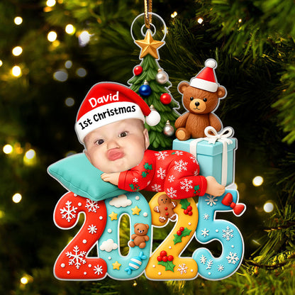 Personalized Acrylic Ornament Baby Photo, First Christmas Keepsake Acrylic Ornament for New Parents, Cute Unique Gift for Holiday Tree Decor