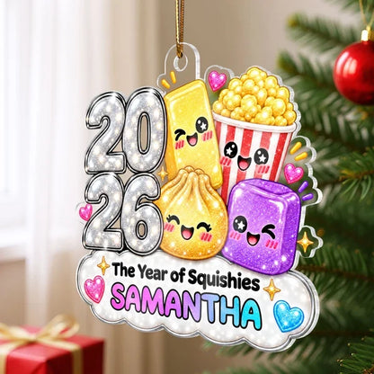 Personalized Acrylic Ornament, Dim Sum and Popcorn Among Tree Lights, Creative Gift for Teens and Friends Who Share Smiles