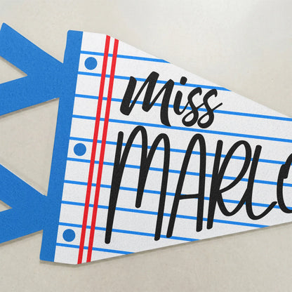 Personalized Felt Pennant for Teacher, Pencil Classroom Decor, Unique Creative Gift
