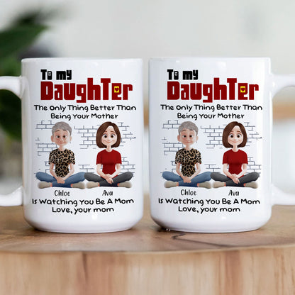To My Daughter – Personalized White Ceramic Mug with Custom Names, Heartfelt Gift for Mother and Daughter on Special Occasions