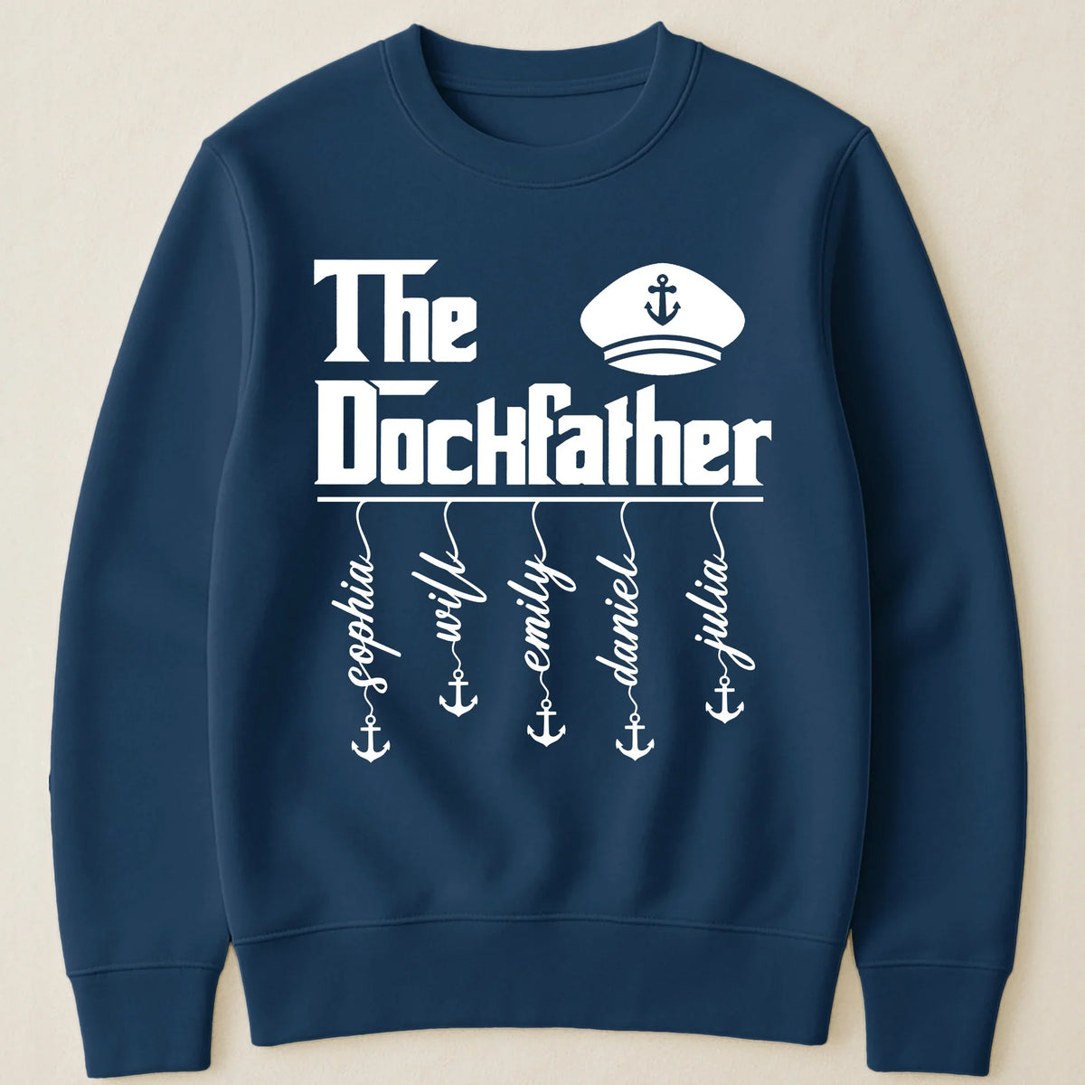 Personalized Dockfather Classic Tee, Nautical Dad Shirt With Captain Hat, Unique Father's Day Gift