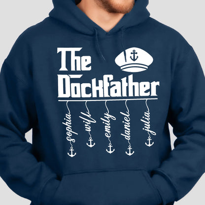 Personalized Dockfather Classic Tee, Nautical Dad Shirt With Captain Hat, Unique Father's Day Gift