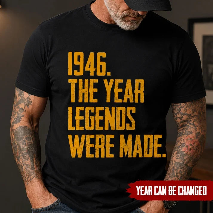 Personalized Classic Tee, Black and Gold Legend Quote, Unique Gift for Dad, Husband or Grandpa