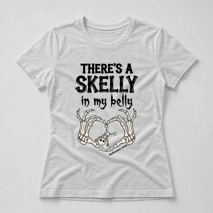 Classic Tee, There's A Skelly In My Belly Pregnancy Reveal, Personalized Creative Gift for Mom-to-Be