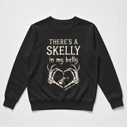 Classic Tee, There's A Skelly In My Belly Pregnancy Reveal, Personalized Creative Gift for Mom-to-Be