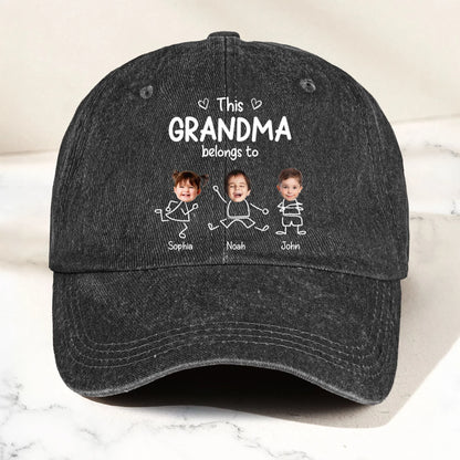 Personalized Cap With This Grandma Belongs To Photo Doodles, Creative Gift For Grandma