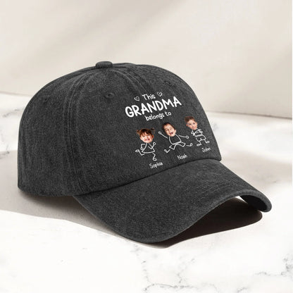 Personalized Cap With This Grandma Belongs To Photo Doodles, Creative Gift For Grandma