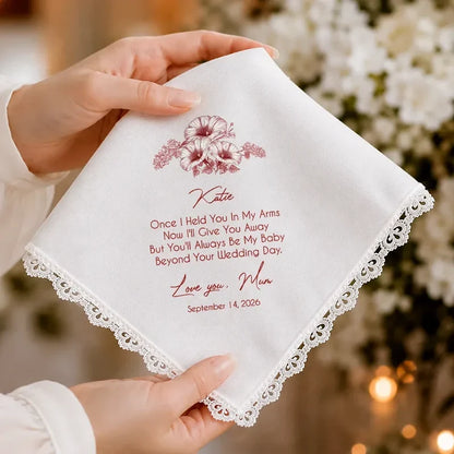 Personalized Cotton Handkerchief, Something Blue for Happy Tears, Creative Wedding Gift for a Bride